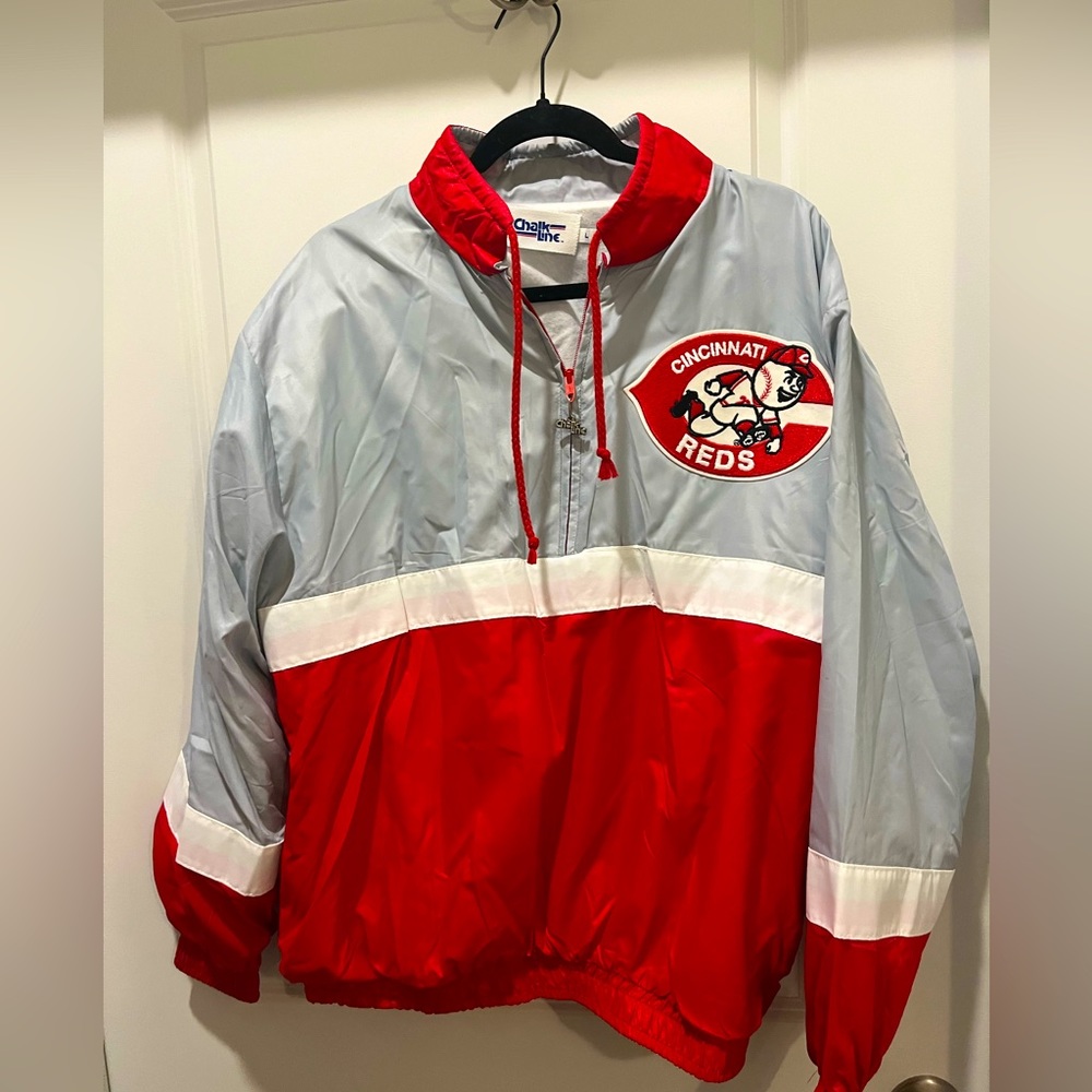 Chalk Line Large Cincinnati Reds Pullover Half Zip With Pockets Brand New